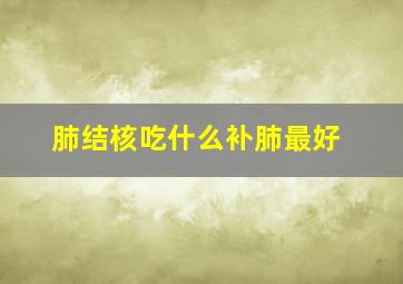 肺结核吃什么补肺最好