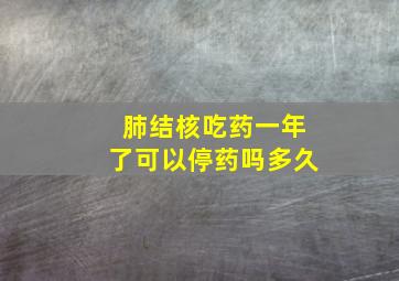 肺结核吃药一年了可以停药吗多久