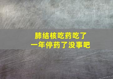 肺结核吃药吃了一年停药了没事吧