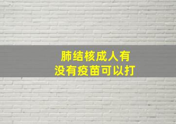 肺结核成人有没有疫苗可以打