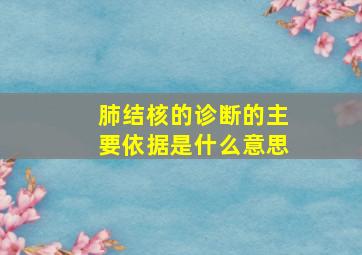 肺结核的诊断的主要依据是什么意思