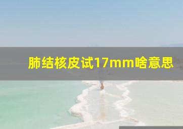 肺结核皮试17mm啥意思