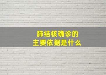 肺结核确诊的主要依据是什么