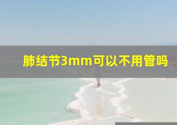 肺结节3mm可以不用管吗