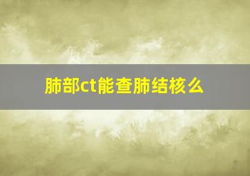 肺部ct能查肺结核么