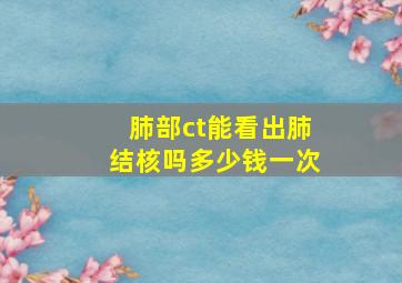 肺部ct能看出肺结核吗多少钱一次