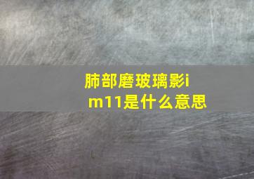 肺部磨玻璃影im11是什么意思