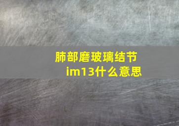 肺部磨玻璃结节im13什么意思