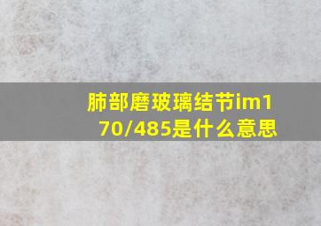 肺部磨玻璃结节im170/485是什么意思