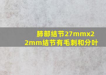 肺部结节27mmx22mm结节有毛刺和分叶