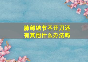 肺部结节不开刀还有其他什么办法吗