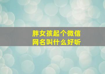 胖女孩起个微信网名叫什么好听