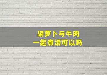 胡萝卜与牛肉一起煮汤可以吗