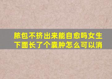 脓包不挤出来能自愈吗女生下面长了个囊肿怎么可以消