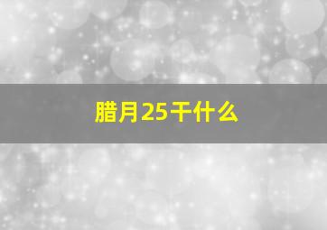 腊月25干什么