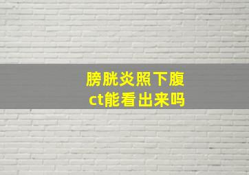 膀胱炎照下腹ct能看出来吗