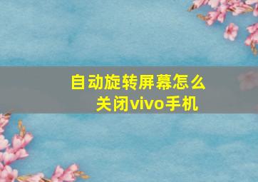 自动旋转屏幕怎么关闭vivo手机