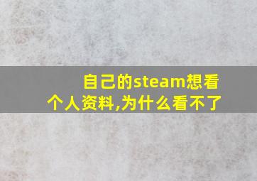 自己的steam想看个人资料,为什么看不了