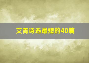 艾青诗选最短的40篇