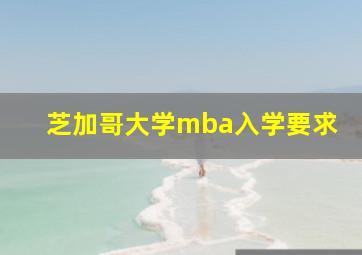 芝加哥大学mba入学要求