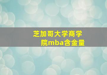 芝加哥大学商学院mba含金量