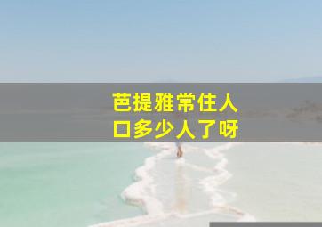 芭提雅常住人口多少人了呀