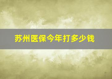 苏州医保今年打多少钱