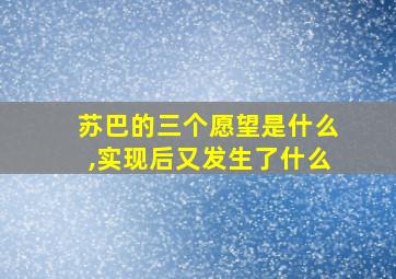 苏巴的三个愿望是什么,实现后又发生了什么