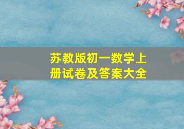 苏教版初一数学上册试卷及答案大全