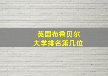 英国布鲁贝尔大学排名第几位