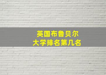 英国布鲁贝尔大学排名第几名