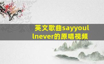 英文歌曲sayyoullnever的原唱视频