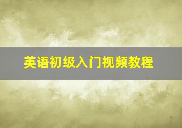 英语初级入门视频教程