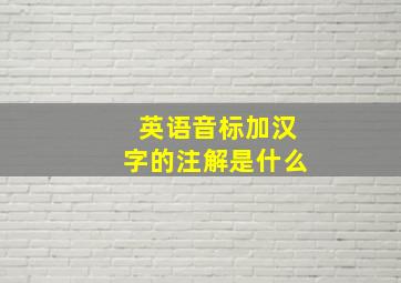 英语音标加汉字的注解是什么