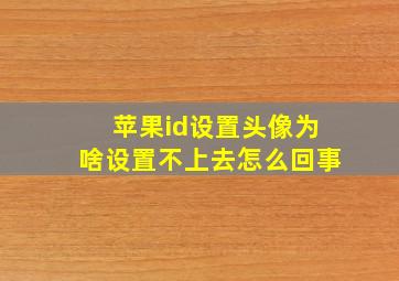 苹果id设置头像为啥设置不上去怎么回事