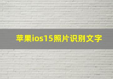 苹果ios15照片识别文字