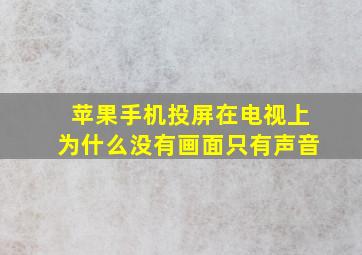 苹果手机投屏在电视上为什么没有画面只有声音