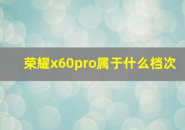 荣耀x60pro属于什么档次