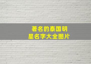 著名的泰国明星名字大全图片