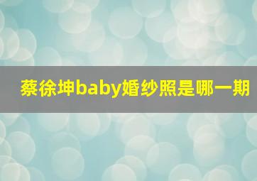 蔡徐坤baby婚纱照是哪一期