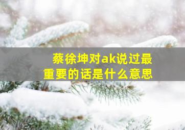 蔡徐坤对ak说过最重要的话是什么意思