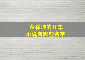 蔡徐坤的开车小说有哪些名字