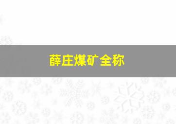 薛庄煤矿全称