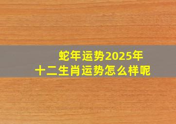 蛇年运势2025年十二生肖运势怎么样呢