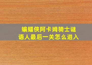 蝙蝠侠阿卡姆骑士谜语人最后一关怎么进入