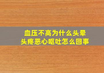 血压不高为什么头晕头疼恶心呕吐怎么回事