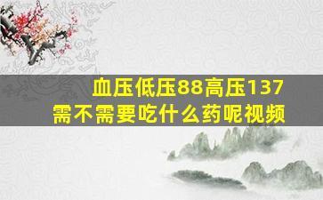 血压低压88高压137需不需要吃什么药呢视频