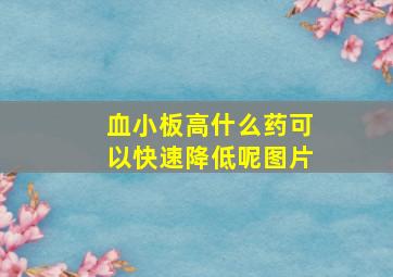 血小板高什么药可以快速降低呢图片