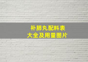 补肺丸配料表大全及用量图片