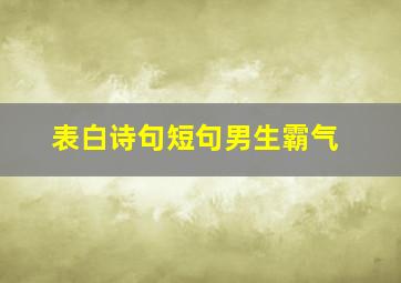 表白诗句短句男生霸气